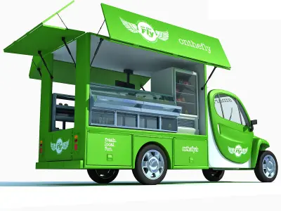 Green Fly Stand Food Truck 3D model