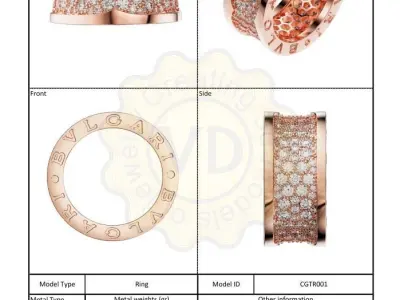 Bzero1 diamond   pave ring 3D print model