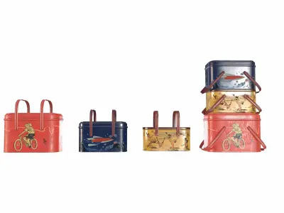 Vintage Lunch Boxes Low Poly Low-poly 3D model