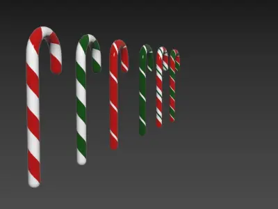 Free Christmas Candy Canes Free low-poly 3D model