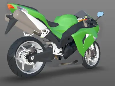 Kawasaki Ninja ZX 10R - Sports Bike- VR-AR - Games 3D Model Low-poly 3D model