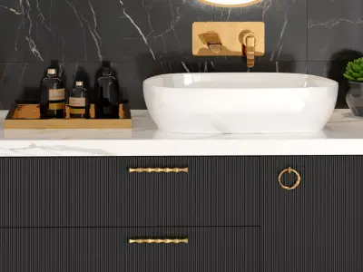 Black and White and gold Bathroom with multi texture 3D model