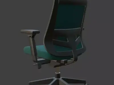 Modern Blue Leather Executive Office Chair High Detail 3D Model 3D model