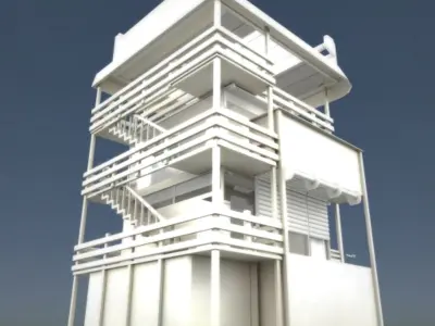 Tower-House Design - Blender Game Engine Low-poly 3D model