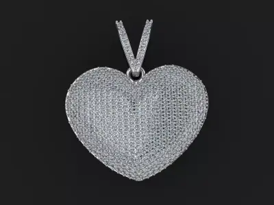 Pendant heart with diamonds 3D print model