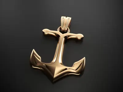 Anchor gold pendant 3D model