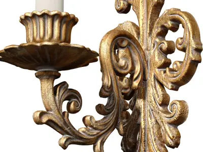 Golden Antique Tall Sconce Classic Style Wall Lamp Candlestick 3D model
