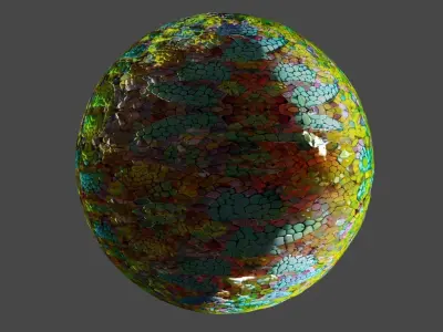 Magic seamless crystal reptile skin Low-poly 3D model