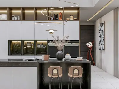 Kitchen fully parametric  Resizable manufacturable  0015 3D model