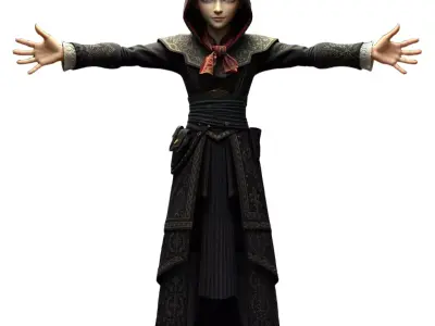 Mystic Hooded Figure model pack Low-poly 3D model