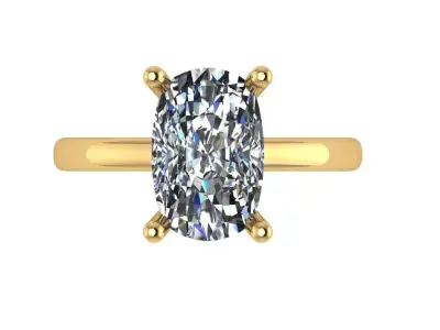 elongated cushion solitaire ring with open shank  3D print model