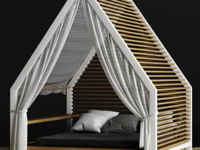 beach lounge outdoor 01 3D model