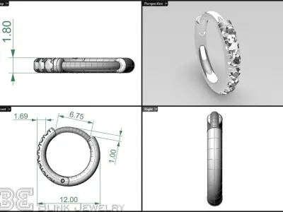 classic diamond hoop earrings delicate jewelry printable 3D print model