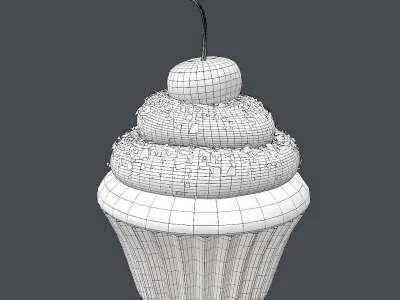 Cupcake with chocolate and cherry 3D model