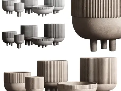 Vase Concrete Indoor Outdoor Set 03 3D model