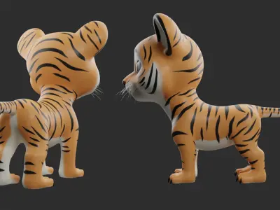 Tiger Toony Low-poly 3D model