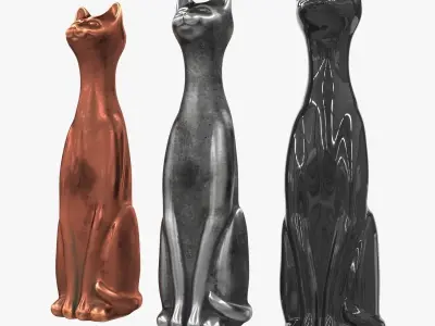Highest metal figurines of cats Low-poly 3D model