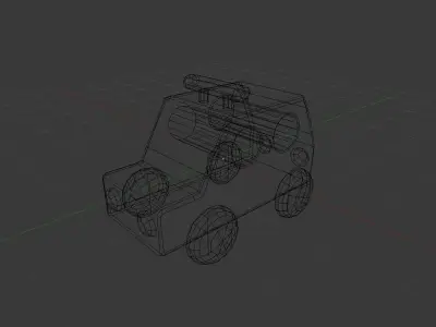 Painted Wood Police Car Toy Low-poly game ready Low-poly 3D model