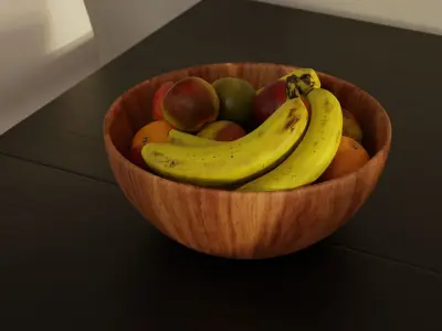  Fruit bowl apples bananas and oranges 3D model