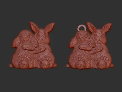 bunny hugging decor  3D print model
