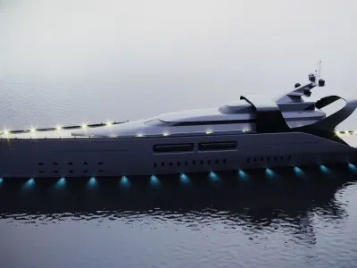 modern megayacht 106m length 3D model