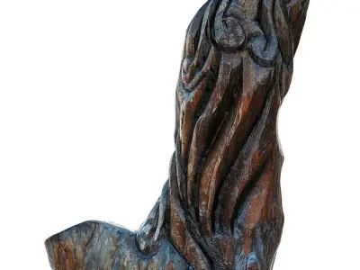 Horse Sculpture Carved from Wood 3D model