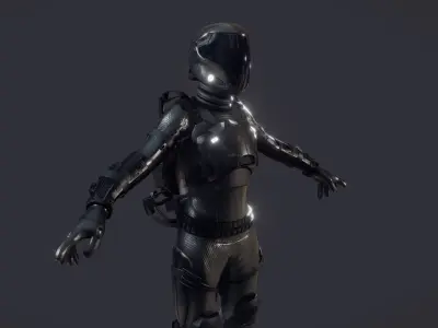 female Space Engineer  Low-poly 3D model