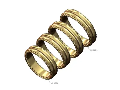 Split rope sides fashion cigar band US sizes 6to9 3D print model