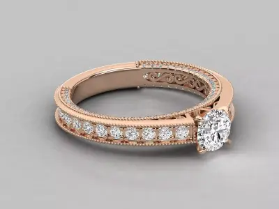 Double Band Micro Pave Solitaire Ring CAD Design Luxury 3D print model