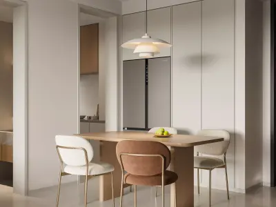 Modern living room dining room interior scenes 129 3D model