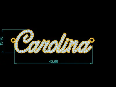 Custom Diamond Name Pendant CAROLINA 3D print model