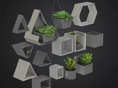 Modern Geometric Wall Planter Set  Free 3D print model