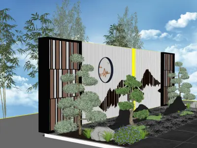 landscape wall-Chinese style-1 3D model