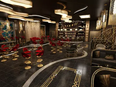 Luxury nightclub bar interior design 3D model