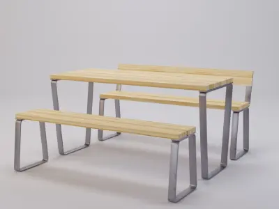 Campus levis table and bench Low-poly 3D model