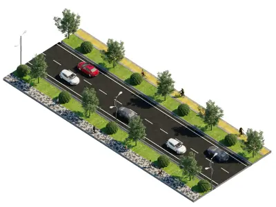 Road types Remastered  ID002 Free 3D model