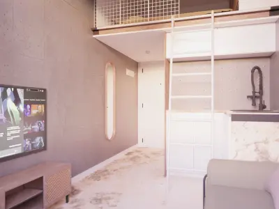 Boho apartment interior project 3D model