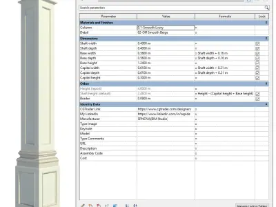 Parametric Classic Columns Family for Revit Pack Two 3D model