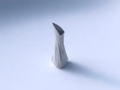 Vase puffy tappered triangle with twisted random triangle plates 3D print model