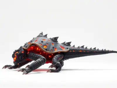 Lava Monster Crawling Creature with Glowing Shell Low-poly 3D model