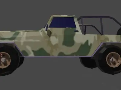 Jeep Military Low Poly Low-poly 3D model