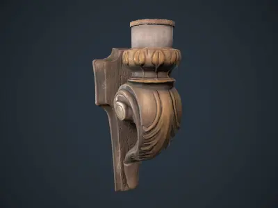 Candlestick ornate candle holder Low-poly 3D model
