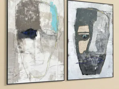 Plaster Two Photo Frame 298 Low-poly 3D model