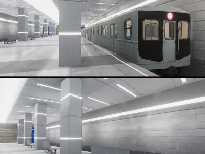 Subway and Train Stations Bundle - 10 Scenes Low-poly 3D model