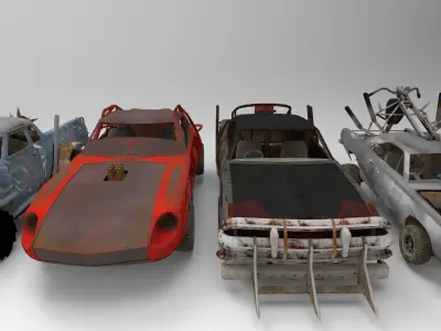 Demolition Derby Carss x 8 Low-poly 3D model