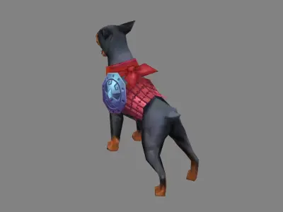 Cartoon German Pinscher - miniature hound dog Low-poly 3D model