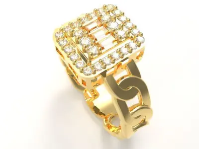 Chain jewellry ring 3D print model