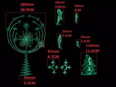 Christmas Decoration-Tree top-Candle Holder-Hanging Stars-Moon 3D print model