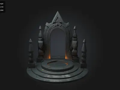 Stylized Dark Magic Portal Platform Game Asset 3D model