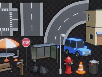 Low Poly City Asset Pack 3D model